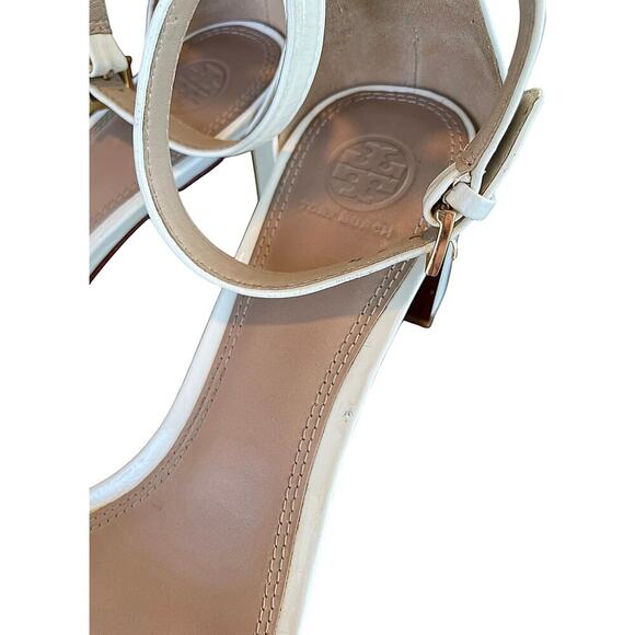 Tory Burch Cecile Ankle Strap Mid Heel Sandals White Size 10 Formal Elegant - Picture 13 of 15